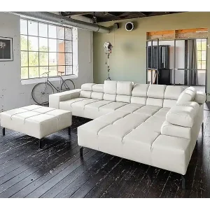 Neue Kollektion Ecksofa - Hellgrau Leder - NELSON