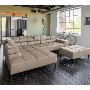 Ecksofa - Grau Leder - NELSON Neue Ware
