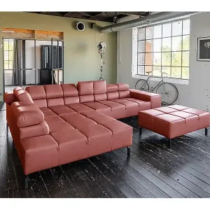 Ecksofa - Rot Leder - NELSON Markenprodukt