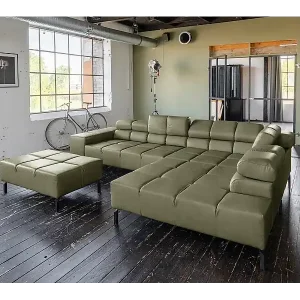 Online Kaufen Ecksofa - Grün Leder - NELSON