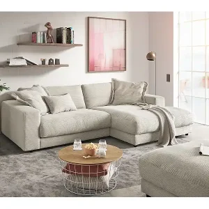 Ecksofa - Hellgrau Cord - MADELINE Aktuell