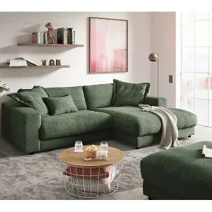Letzte Chance Ecksofa - Grün Cord - MADELINE