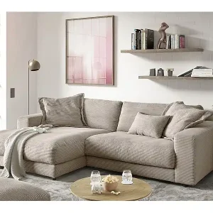 Zertifiziert Ecksofa - Taupe Cord - MADELINE