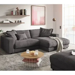 Kostenfreie Lieferung Ecksofa - Grau Cord - MADELINE