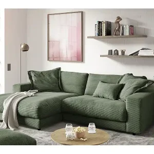 Ecksofa - Grün Cord - MADELINE Bestpreis