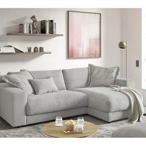 Neue Ware Ecksofa - Steingrau Cord - MADELINE