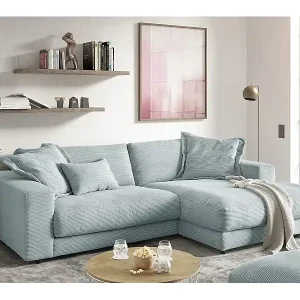 Ecksofa - Hellblau Cord - MADELINE Neue Kollektion