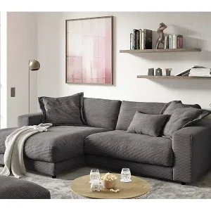 Ecksofa - Grau Cord - MADELINE Aktuell