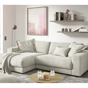 Ecksofa - Hellgrau Cord - MADELINE Neue Kollektion