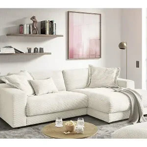 Preisknaller Ecksofa - Cremeweiß Cord - MADELINE