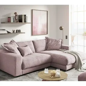 Echt Ecksofa - Pink Cord - MADELINE