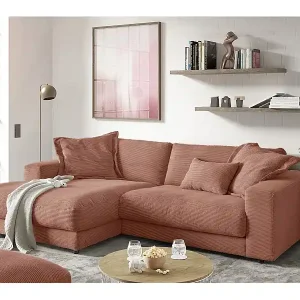 Ecksofa - Braun Cord - MADELINE Geprüft