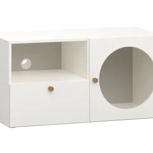 Billig Neutraler TV-Schrank / TV-Möbel mit einer Tür Aenna 108, eine Schublade, zwei Fächer, Maße: 51,5 x 101 x 46,5 cm, Griffe: Eiche, für Wohnzimmer