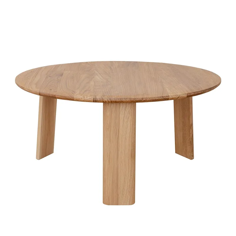 Bestseller Großer Couchtisch Verzee 03, aus massiven Eichenholz, drei Standbeine, praktisch und stilvoll, Maße: 34 x 71 x 71 cm, geölte Oberfläche