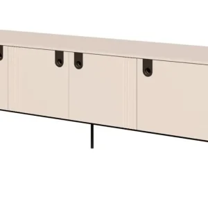 Jetzt Bestellen TV-Unterschrank mit Soft-Close-System | Kaschmir | 60 x 180 x 46 cm | 4 Türen | 3 Fächer | dekorative Relief-Streifen | Metallgriffe