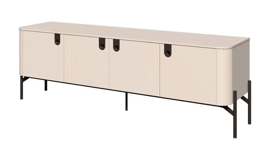 Jetzt Bestellen TV-Unterschrank mit Soft-Close-System | Kaschmir | 60 x 180 x 46 cm | 4 Türen | 3 Fächer | dekorative Relief-Streifen | Metallgriffe