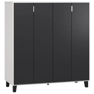 Barschrank Vacas 03, Farbe: Weiß / Schwarz - Abmessungen: 122 x 112 x 47 cm (H x B x T) Neu Im Sortiment