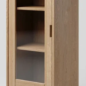 Gratis Versand Vitrine Eiche massiv natur Aurornis 13 - Abmessungen: 125 x 50 x 40 cm (H x B x T)