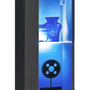 Jetzt Bestellen Stylische Hängevitrine mit LED-Beleuchtung Möllen 11, Farbe: Grau - Abmessungen: 60 x 30 x 25 cm (H x B x T), mit Push-to-open Funktion