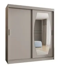 Sale Kleiderschrank / Schiebetürenschrank Musala 16, Farbe: Kaschmir, 1,8 Meter breit, eine Spiegeltür, 10 Fächer, zwei Kleiderstangen, Aluminiumschienen