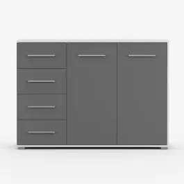 Sideboard / Kommode | Comarca 18 | Grau / Weiß | 3 Fächer | 4 Schubladen | 2 Türen | 96 x 135 x 45 cm | klassisches Design | eckig | Front in Grau Jetzt Bestellen