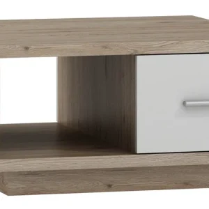 Expressversand Couchtisch Kavieng 18, Farbe: Eiche / Weiß - Abmessungen: 78 x 78 x 43 cm (B x T x H)