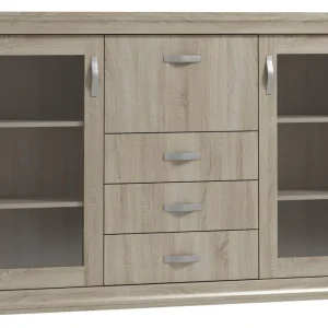 Begrenztes Angebot Vitrine Wewak 04, Farbe: Sonoma Eiche - Abmessungen: 117 x 160 x 42 cm (H x B x T)