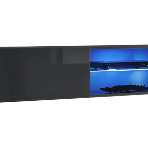 Rabatt TV-Unterschrank mit LED-Beleuchtung Möllen 23, Farbe: Grau - Abmessungen: 30 x 120 x 40 cm (H x B x T), mit drei Fächern
