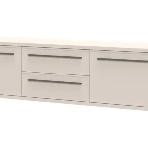 Langer TV-Unterschrank mit genügend Stauraum Neiafu 116, Farbe: Kaschmir, zwei Schubladen, einfaches und modernes Design, Maße: 46 x 180 x 46 cm Aktuell