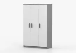 Begrenztes Angebot Kleiderschrank / Drehtürenschrank |192 x 120 x 50 cm | Weiß / Sonoma Eiche | Kleiderstange | Smolikas 115 | Holzgriffe | 3 Türen | 9 Fächer