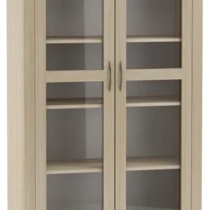 Vitrine Kainanto 10, Farbe: Eiche / Grau - Abmessungen: 205 x 96 x 41 cm (H x B x T) Top-Seller