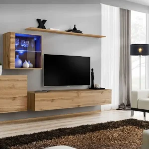 Direkt Vom Hersteller Wohnwand im modernen Design Balestrand 228, Farbe: Eiche Wotan - Abmessungen: 150 x 250 x 40 cm (H x B x T), mit Push-to-open Funktion