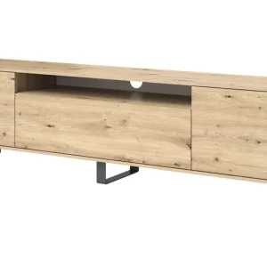 Langes TV-Board / TV-Möbel mit Beinen aus Metall Zapopan 121, Farbe: Eiche Artisan, Push-to-open Funktion, Maße: 56 x 200 x 40 cm, modern und elegant zugleich Versand Am Gleichen Tag