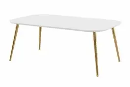 Online Kaufen Couchtisch | Weiß matt | 110 x 65 x 42 cm | Palauli 06 | Metallbeine in Gold | Lackierung mit UV-Softmattlack | Beistelltisch