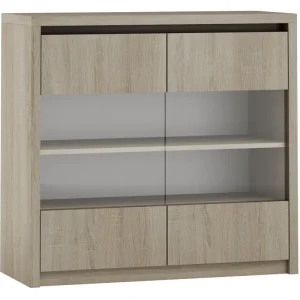 Vitrine Popondetta 15, Farbe: Sonoma Eiche - Abmessungen: 88 x 95 x 38 cm (H x B x T) Direktkauf