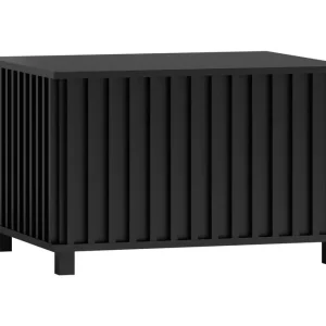 Schwarzer Couchtisch mit Lamellen, 51 x 78 x 67 cm, ABS-Kanten, Metallbeine, elegantes Design, hochwertig verarbeitet Preisreduziert