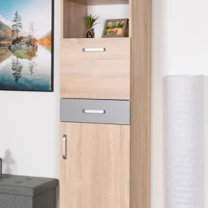 Schrank Ciomas 31, Farbe: Sonoma Eiche / Grau - Abmessungen: 190 x 50 x 40 cm (H x B x T) Top-Seller