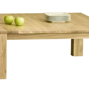 Ausverkauf Couchtisch Jussara 15, Farbe: Natur, Eiche massiv – 100 x 100 x 39 cm (B x T x H)