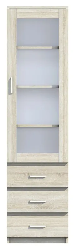 Vitrine Pamulang 01, Farbe: Sonoma Eiche - Abmessungen: 200 x 52 x 40 cm (H x B x T) Solange Der Vorrat Reicht