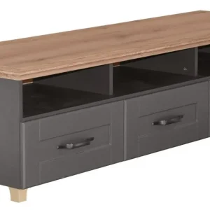 TV-Unterschrank Cuenca 05, Farbe: Eiche / Grau - Abmessungen: 50 x 170 x 49 cm (H x B x T) Sonderaktion
