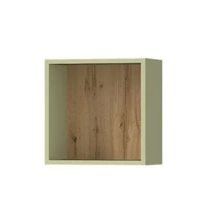 Aktuell Hängeregal / Wandregal Maräne 07, Farbe: Eiche Artisan / Grün - Abmessungen: 37 x 37 x 21 cm (H x B x T)