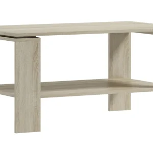 Schlichter Couchtisch, 54 x 110 x 65 cm, Sofatisch in Eiche Sonoma, 1 Ablagefach, stabil und langlebig, breite Beine, modernes Design Schnäppchen