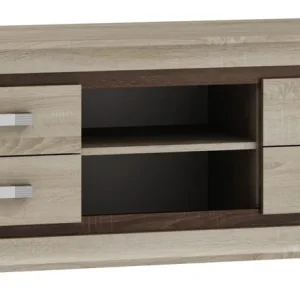 Sale TV-Unterschrank Kundiawa 02, Farbe: Sonoma Eiche hell / Sonoma Eiche dunkel - Abmessungen: 50 x 140 x 40 cm (H x B x T)