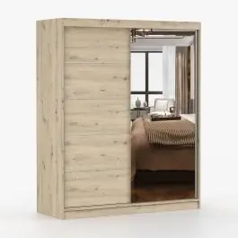 1,6 Meter breiter Kleiderschrank / Schiebetürenschrank mit Spiegel | Artisan | Galtee 10 | 195 x 160 x 61 cm | 2 Türen | 6 Fächer |Einfarbig Top-Seller