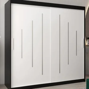 Meistverkauft Schiebetürenschrank / Kleiderschrank Pilatus 05, Farbe: Schwarz / Weiß matt - Abmessungen: 200 x 200 x 62 cm (H x B x T)