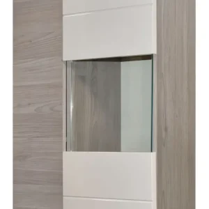 Günstig Hängevitrine Colmenar 02, Farbe: Eiche / Sand Glanz - Abmessungen: 99 x 65 x 27 cm (H x B x T)