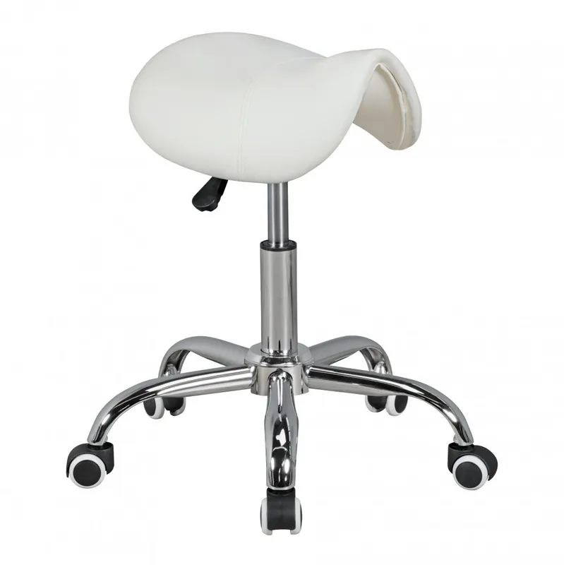 Bequemer Praxishocker Apolo 125, Farbe: Weiß, freie Beweglichkeit der Beine durch Sattelform Preiswert