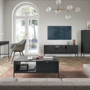 Heißes Angebot Wohnzimmer Komplett - Set L Worthing, 4-teilig, Farbe: Schwarz / Gold