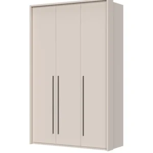 Ausverkauf Dreitüriger Kleiderschrank mit Rahmen Neiafu 32, Farbe: Kaschmir, zwei Kleiderstangen, Soft-Close-Funktion, Maße: 226 x 142 x 60 cm, verstellbare Füße