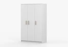 Drehtürenschrank / Kleiderschrank Weiß | Smolikas 122 | 50 x 120 x 192 cm | Kleiderstange | 3 Türen | Holzgriffe | 192 x 120 x 50 cm | 9 Fächer Preis Gesenkt